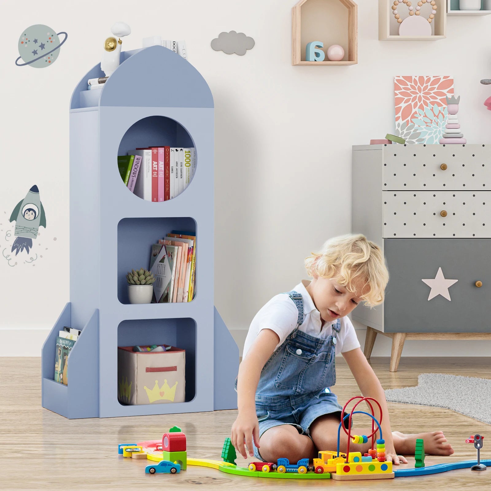 🚀 3-Tier Rocket Baby Bookshelf