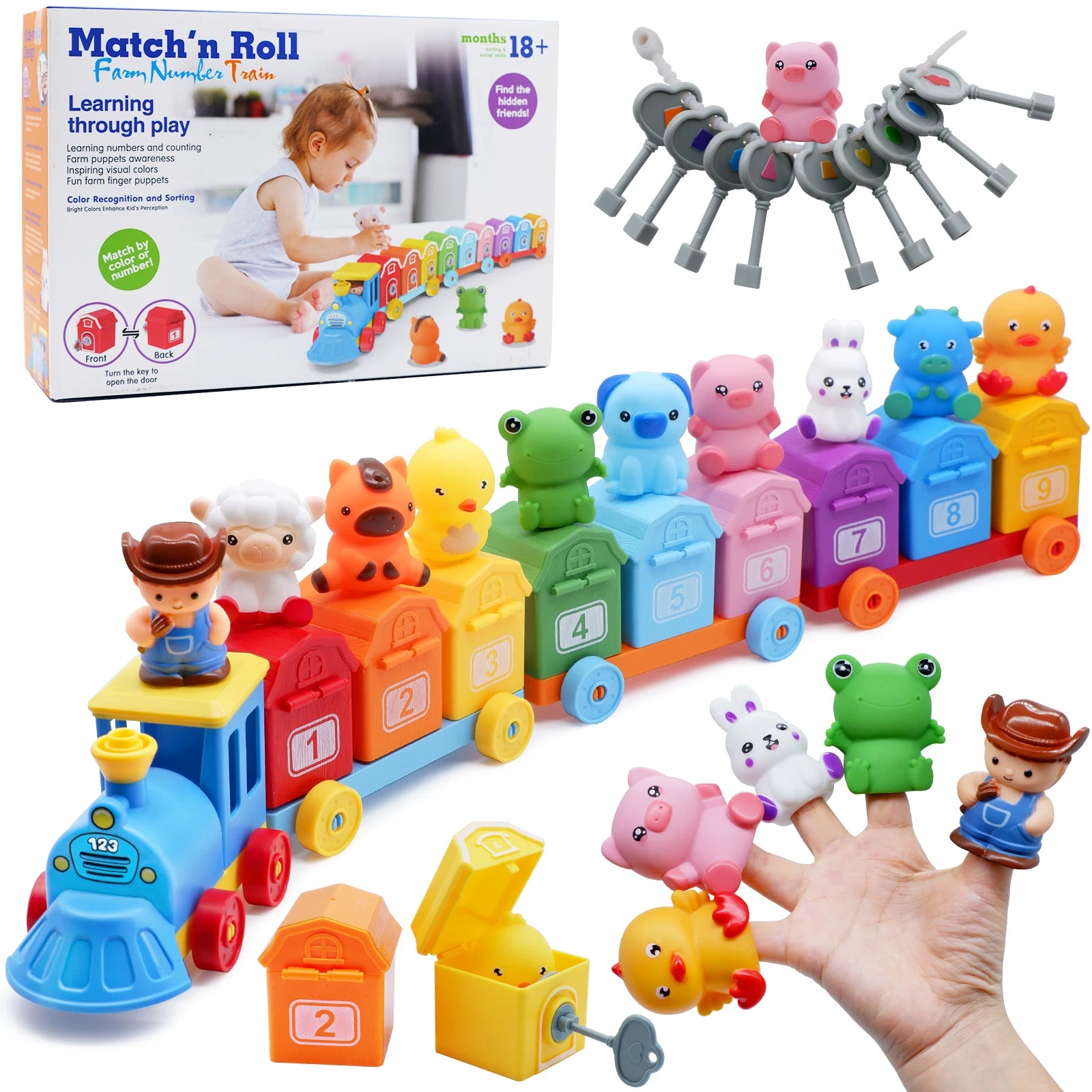 🚂 Montessori Farm Train Set