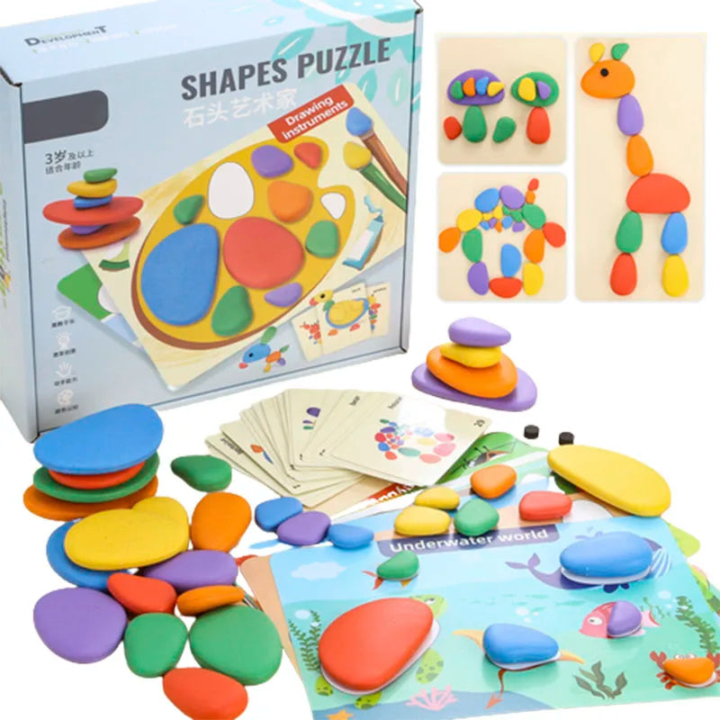 🌈 3D Montessori Rainbow Pebbles