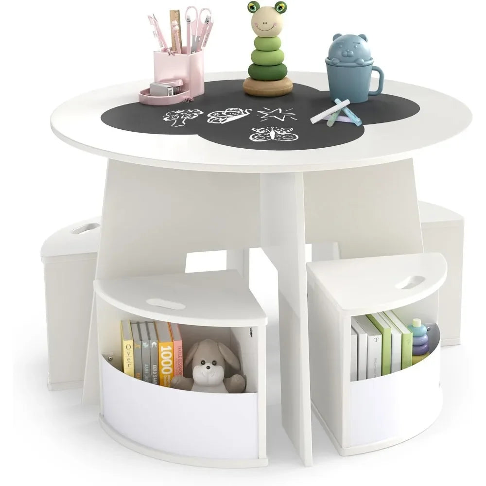🪑 White Kids Table & Chair Set