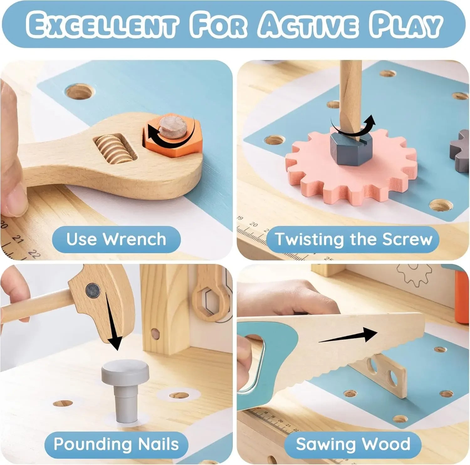 🔨 Kids Wooden Tool Bench Set – Large Construction Workshop Toy! 🔨