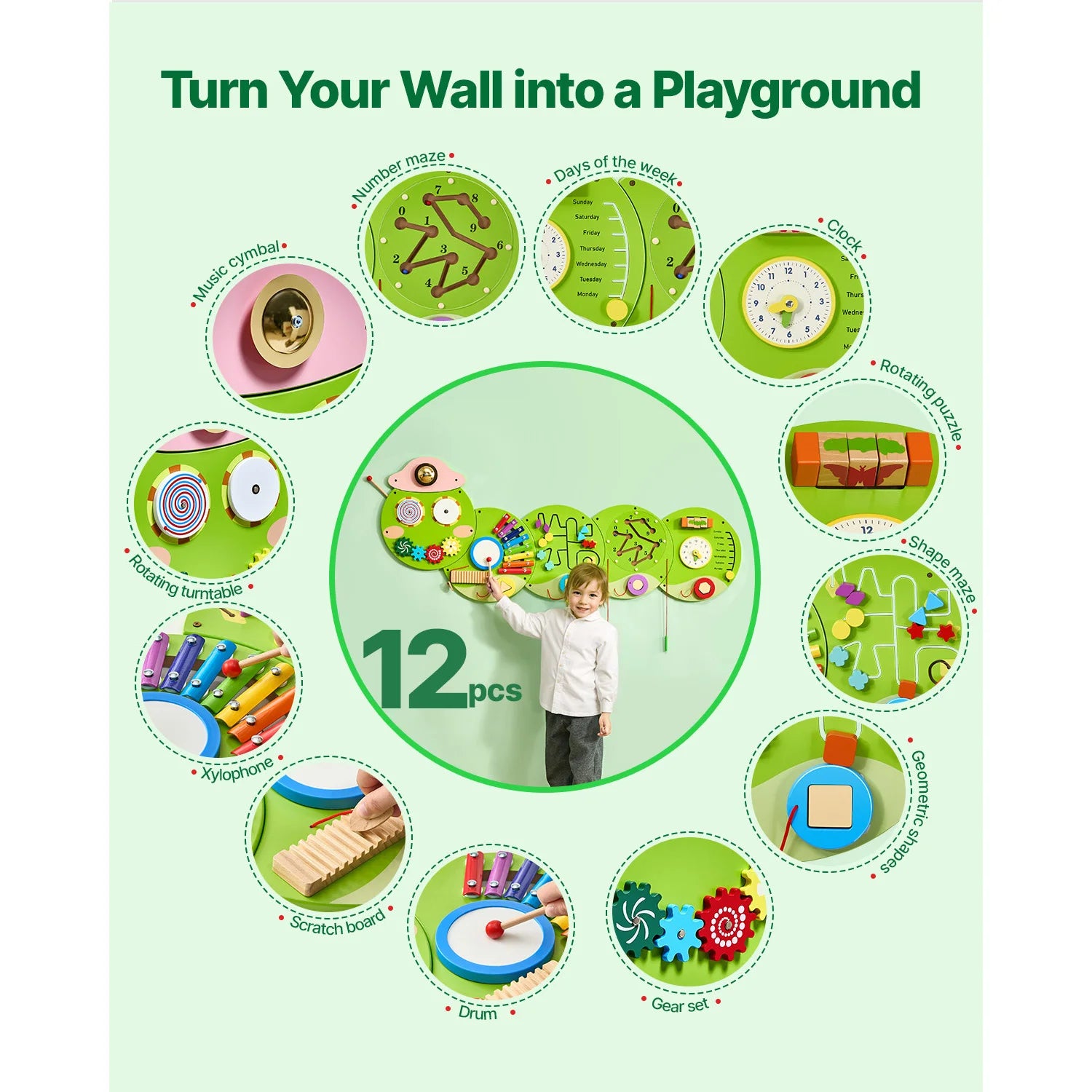 🐛 SucceBuy Caterpillar Busy Board – 12-in-1 Montessori Sensory Learning Center! 🐛
