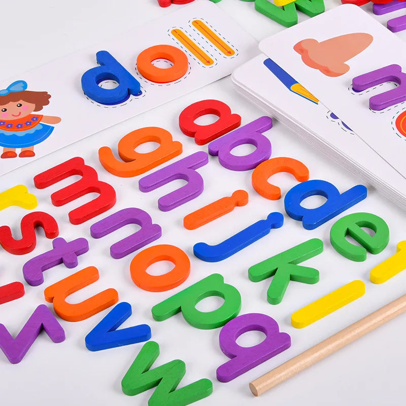 🔡 52PCS Wooden Alphabet Spelling Game