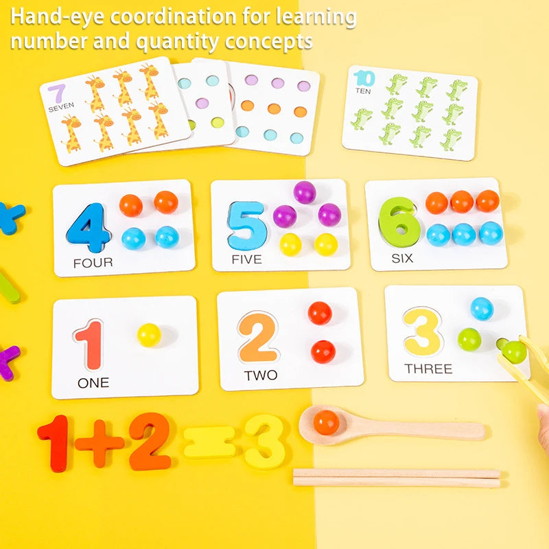 🌈 Wooden Montessori Clip Beads Toy