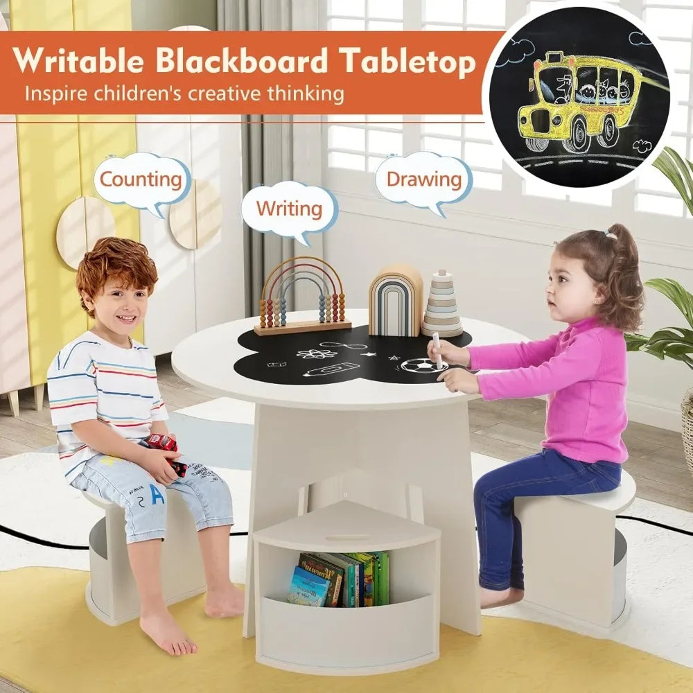 🪑 White Kids Table & Chair Set