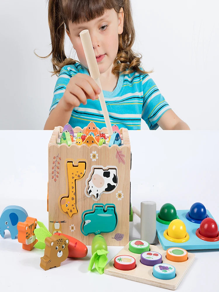 🥕 Interactive 8-in-1 Wooden Montessori Carrot Puzzle