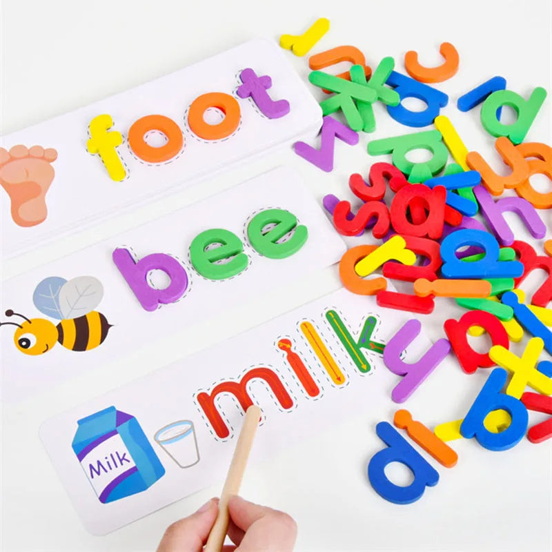 🔡 52PCS Wooden Alphabet Spelling Game