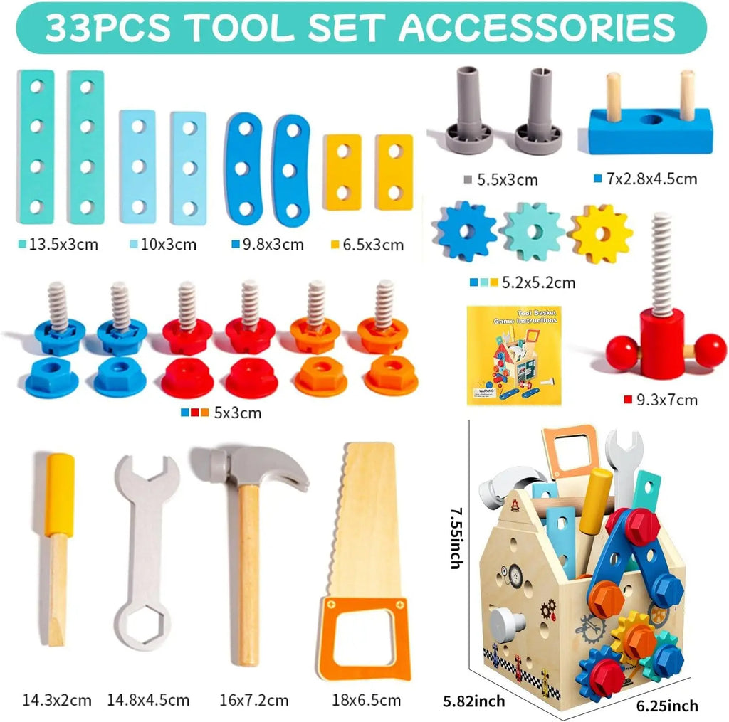 🔧 Children’s Wooden Toolbox Set
