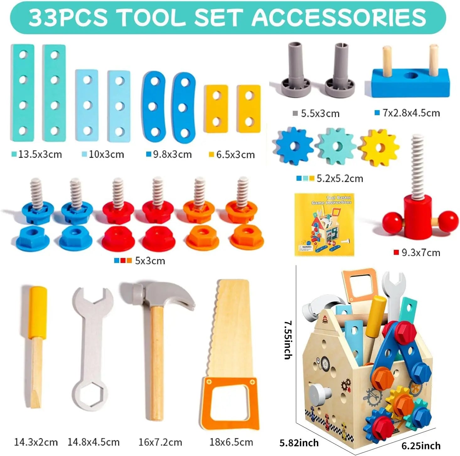 🔧 Children’s Wooden Toolbox Set